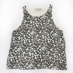 Ann Taylor LOFT M Blouse Top Sleeveless Leopard